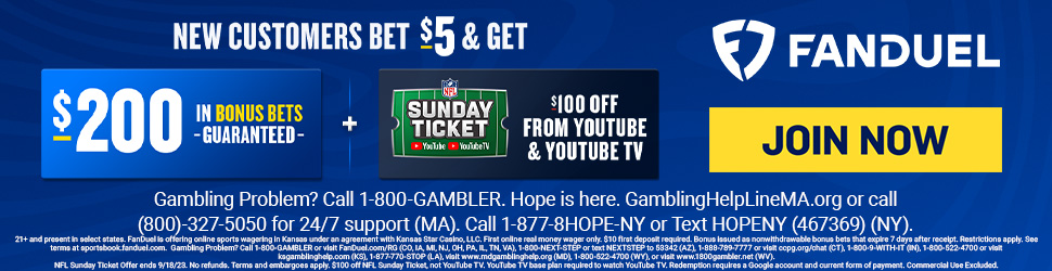 FanDuel Sportsbook Offer: Bet $5, Get $200 in Bonus Bets AND $100 off Sunday NFL Ticket!